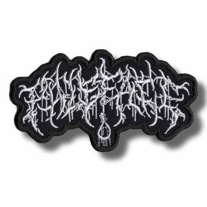 May include: Black embroidered patch with white text in a gothic font. The patch features a noose design at the bottom. The patch is likely for a jacket, bag, or other apparel item.