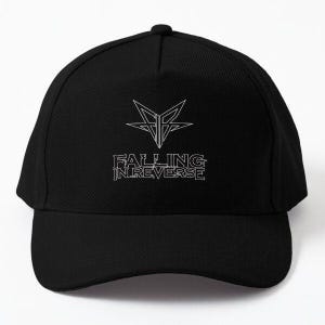May include: Black baseball cap with the band name "FALLING IN REVERSE" in white, and a star logo. The cap has a curved peak and a structured crown, suitable for casual wear.