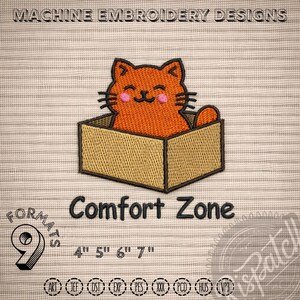 Motif de broderie machine Chat dans une boîte (téléchargement numérique