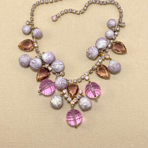 Fabulous Vintage D&E JULIANA Sparkling Pink Rhinestone and Bauble Bead Bib Necklace Book Piece image 4