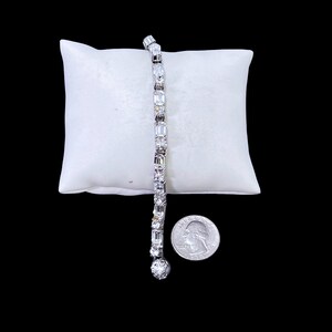 Stunning Vintage Sparkling & Impressive Rhinestone Tennis Bracelet - Rhodium Plated - Unsigned Beauty!
