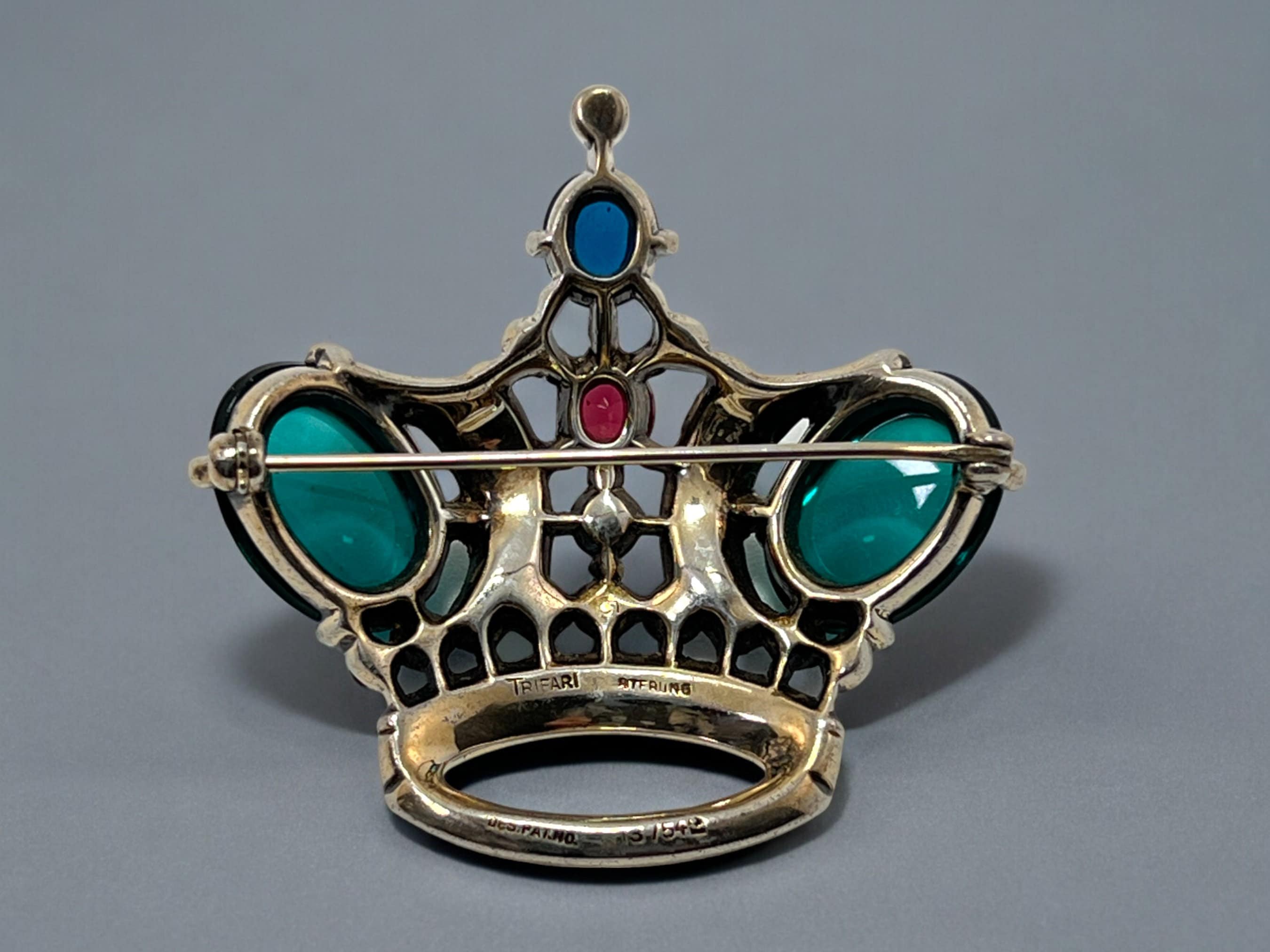TRIFARI Sterling King Crown - Rhinestone JELLY Belly brooch