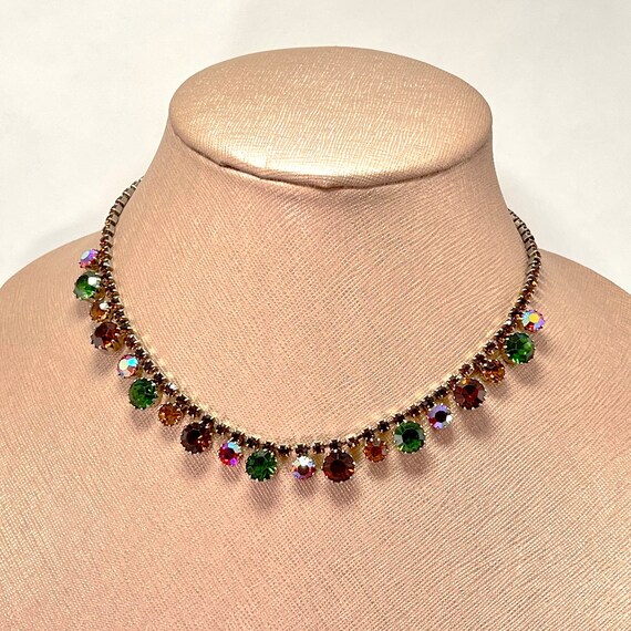 Dazzling Vintage Signed WEISS Colorful Necklace -… - image 4
