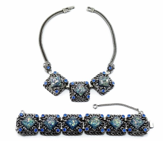 SELRO SELINI Vintage Rare Givre Rhinestone Filigree Demi Parure