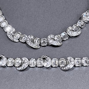 EISENBERG Delectable & Dazzling - Vintage Sparkling Crystal Clear Rhinestone Necklace and Bracelet Set Demi-Parure