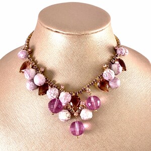 Fabulous Vintage D&E JULIANA Sparkling Pink Rhinestone and Bauble Bead Bib Necklace Book Piece image 10