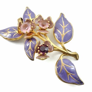 Colorful Deja Reja Enamel Flower Floral Vintage 1930s Rhinestone Pendant or Necklace Slide