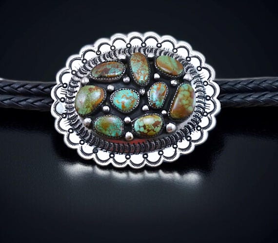 Alvin Boy Vintage Native American Navajo Royston Turquoise Sterling Silver Bolo Signed Alvin Boy Vintage Native American Navajo Royston Turquoise Sterling Silver Bolo Signed
