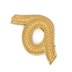 Vintage Karl Lagerfeld Textured Luster Gold Large Brooch Pin