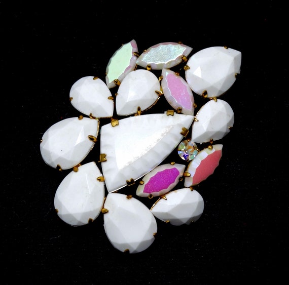 Vintage 1950s Shell and Flower Celluloid Necklace and Clip on Earrings set Signed West Germany