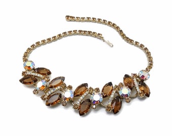 JULIANA Sparkling Topaz Rhinestone 5 Link Vintage Necklace - Confirmed D&E!