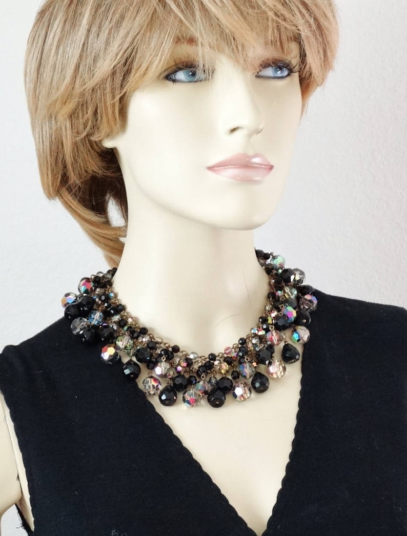 RARE Vintage 1960's Francoise Montague France, INCREDIBLE French Crystal Collarette Necklace image 10