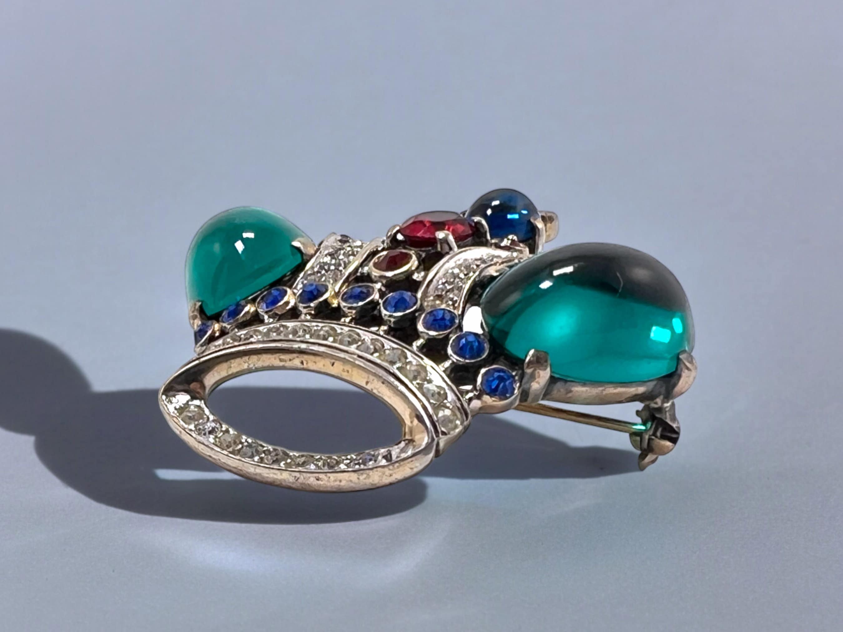 TRIFARI Sterling King Crown - Rhinestone JELLY Belly brooch