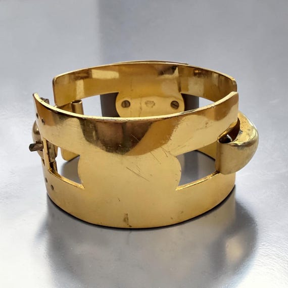 1930s French Art Deco Albert Flamand Fladium Depose * Floral Enamel * Hinged cuff  bracelet * Rare View 3