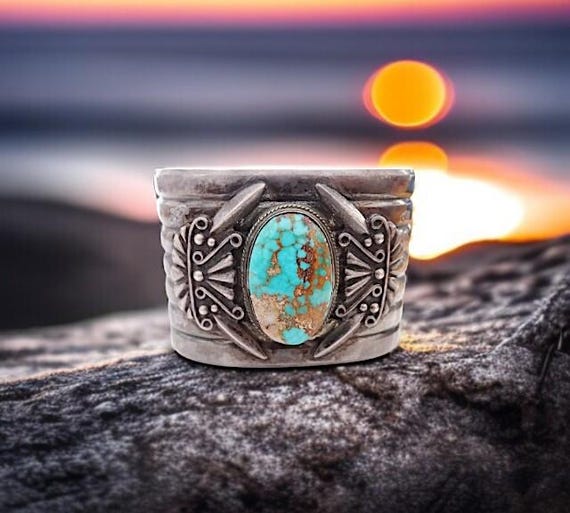 Incredible Vintage Native American Navajo Blue Gem Turquoise Sterling Silver Bracelet Old Incredible Vintage Native American Navajo Blue Gem Turquoise Sterling Silver Bracelet Old