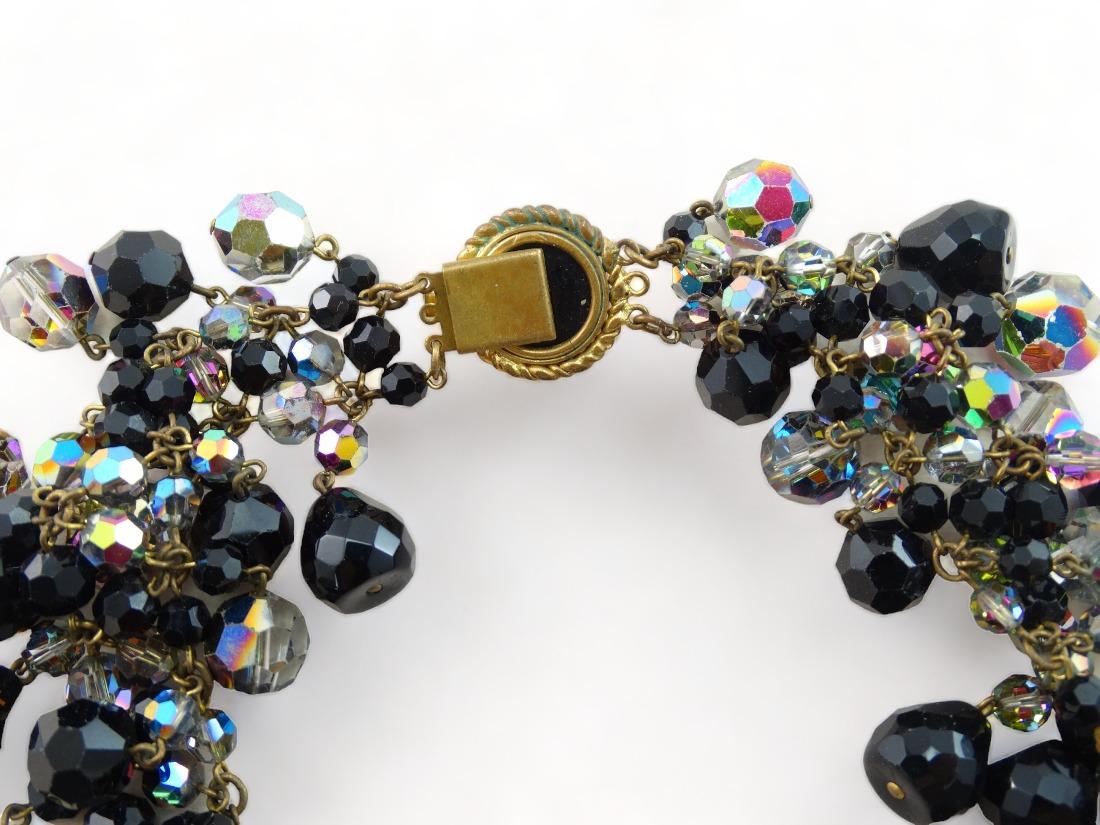 Collier Ras De Cou Vintage Françoise Montague - Cristal Et Pâte De Verre Art Déco - Longueur 37 Cm - Occasion