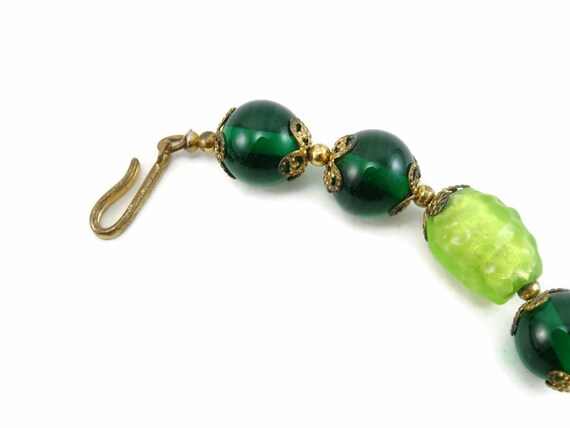 French Gripoix Glass Emerald / Lemon Lime Rhinest… - image 9