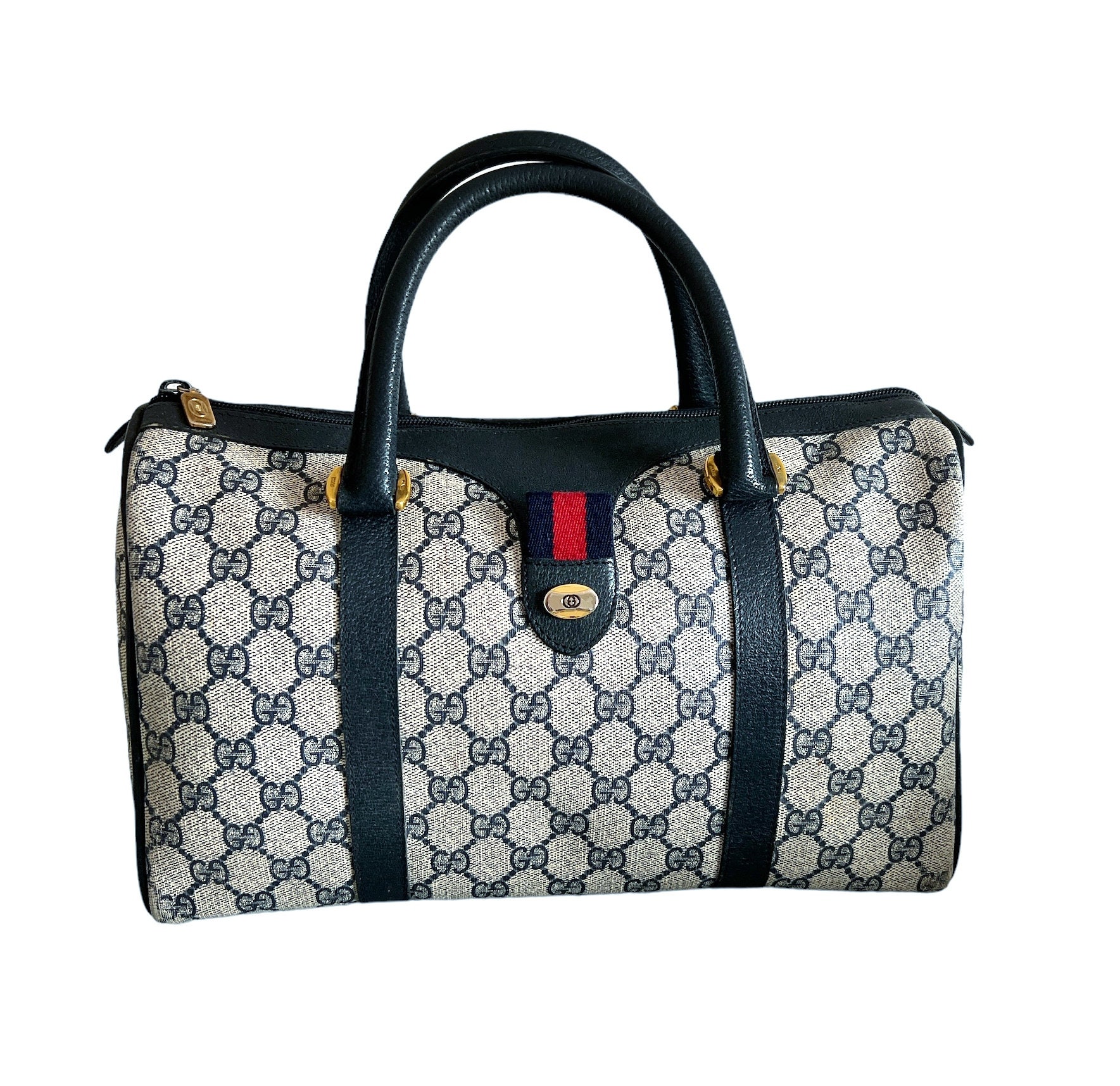 Vintage GUCCI Boston Bag - Sherry Line - GG Monogram Vintage GUCCI Boston Bag - Sherry Line - GG Monogram