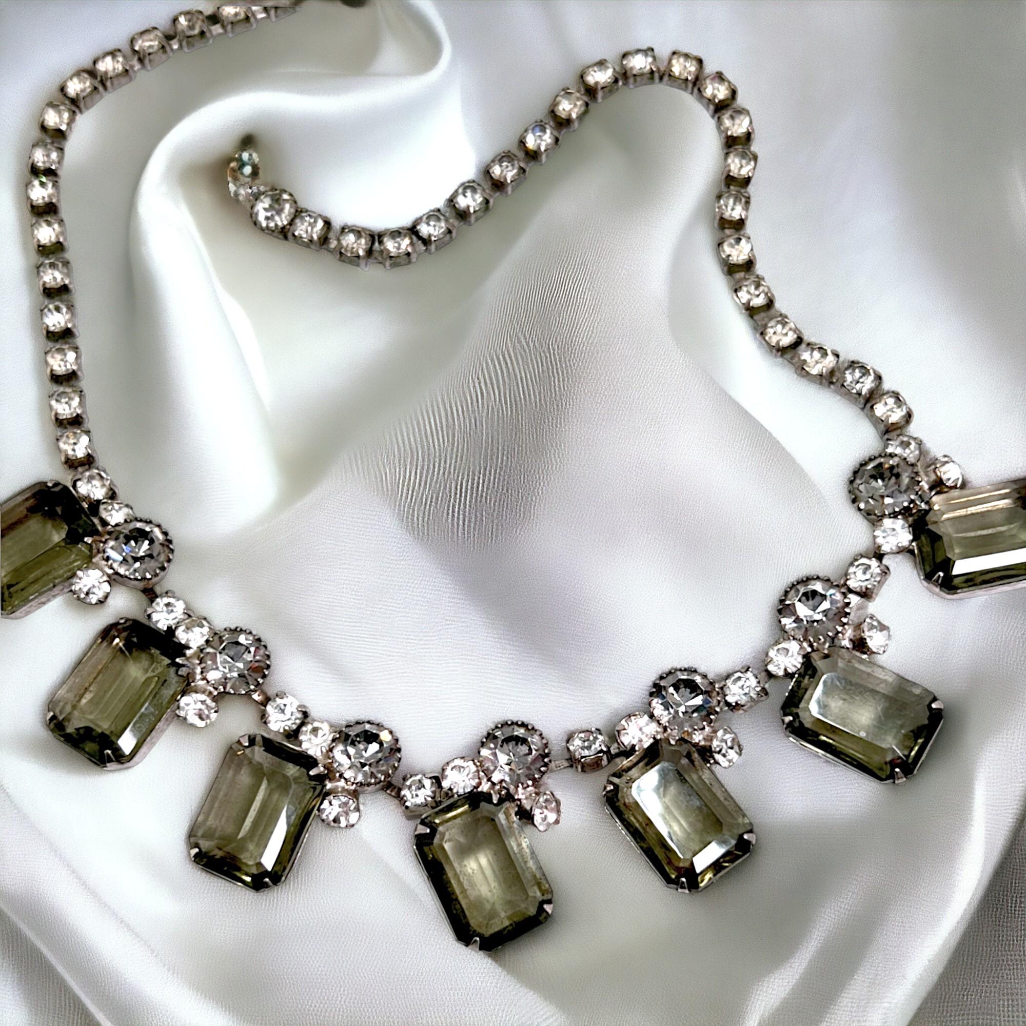 Vintage JULIANA Smokey Black Diamond Rhinestone Necklace - Confirmed D&E!