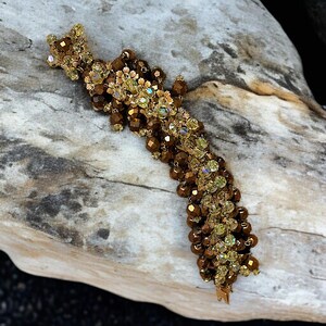 Roger Jean Pierre Crystal Dorado & Jonquil Perlenarmband - Seltener Französischer Designer - Vintage Cha Cha Cha!