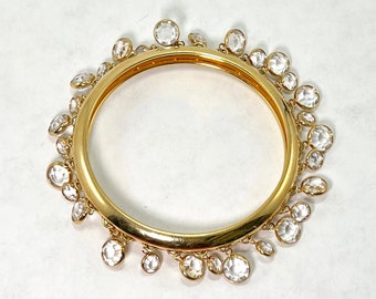 Retired Vintage Signed SWAROVSKI - Swan Hangtag - Bezel Set Crystals - Bangle Bracelet WOWZER!