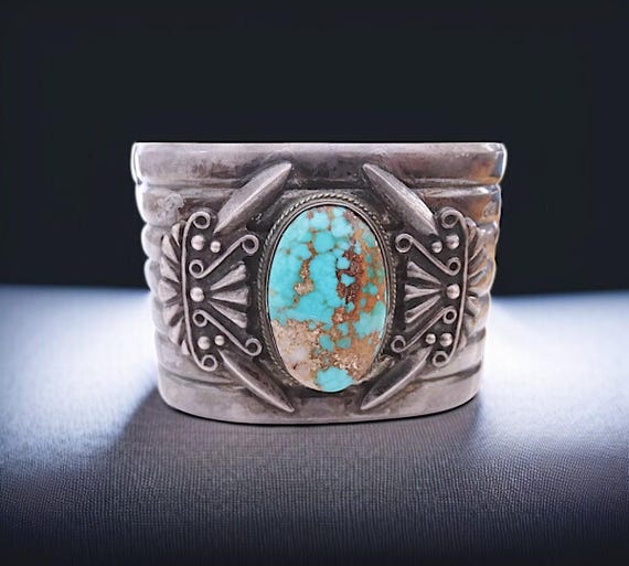 Incredible Vintage Native American Navajo Blue Gem Turquoise Sterling Silver Bracelet Old Incredible Vintage Native American Navajo Blue Gem Turquoise Sterling Silver Bracelet Old