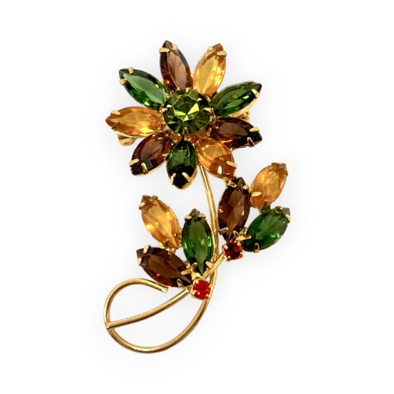 Vintage WEISS - JULIANA Rhinestone Flower Brooch P