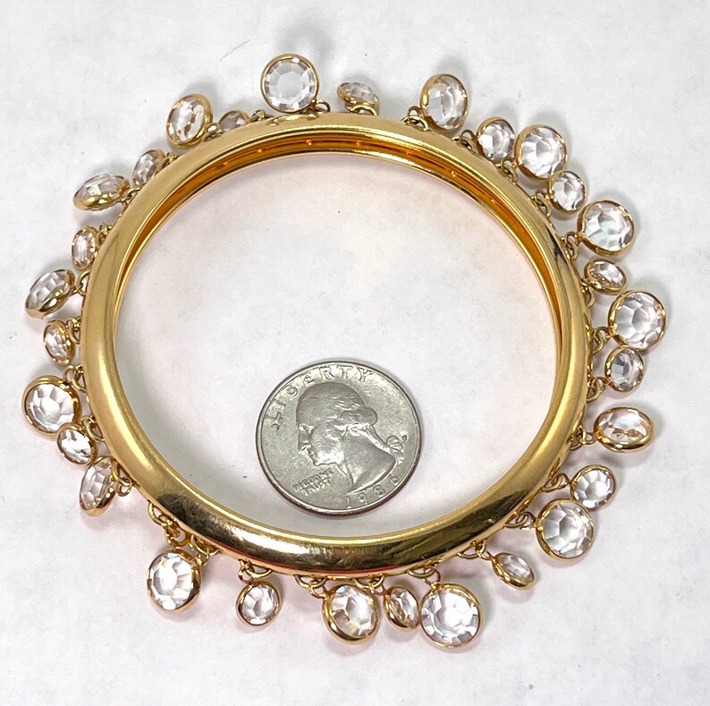Retired Vintage Signed SWAROVSKI Swan Hangtag Bezel Set Crystals Bangle Bracelet WOWZER image 7