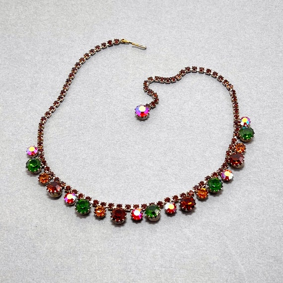 Dazzling Vintage Signed WEISS Colorful Necklace -… - image 1