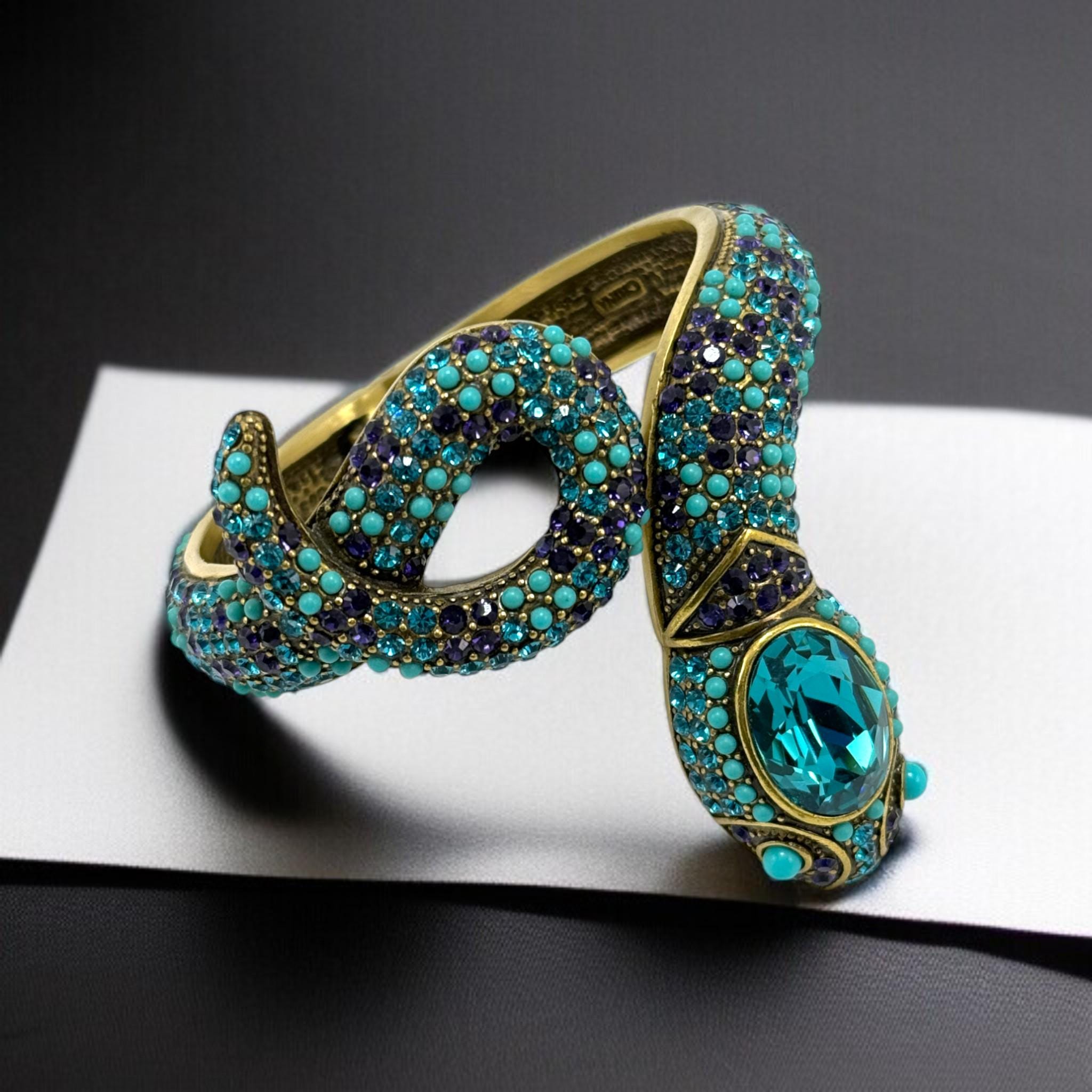 Heidi Daus Mystical Serpent Cuff Bracelet – Blue Crystal