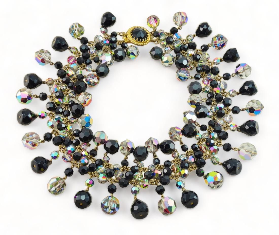 Collier Ras De Cou Vintage Françoise Montague Cristal & Pâte De Verre - Occasion