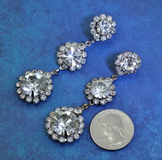 Dazzling Dramatic Vintage Rhinestone Crystal Dang… - image 3