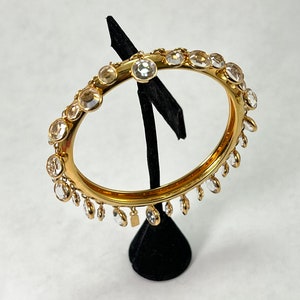 Retired Vintage Signed SWAROVSKI Swan Hangtag Bezel Set Crystals Bangle Bracelet WOWZER image 5