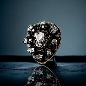 Rare DIAMONDS Antique 1850's Victorian 10k Gold and Enamel with ROSE CUT Diamonds..... Brooch Pendant Combo image 8