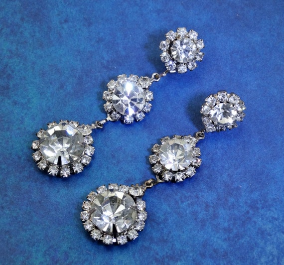 Dazzling Dramatic Vintage Rhinestone Crystal Dang… - image 2