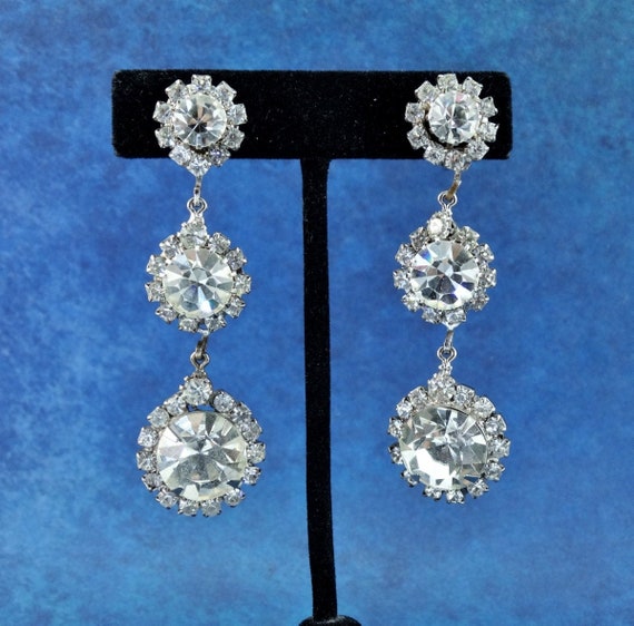 Dazzling Dramatic Vintage Rhinestone Crystal Dang… - image 1