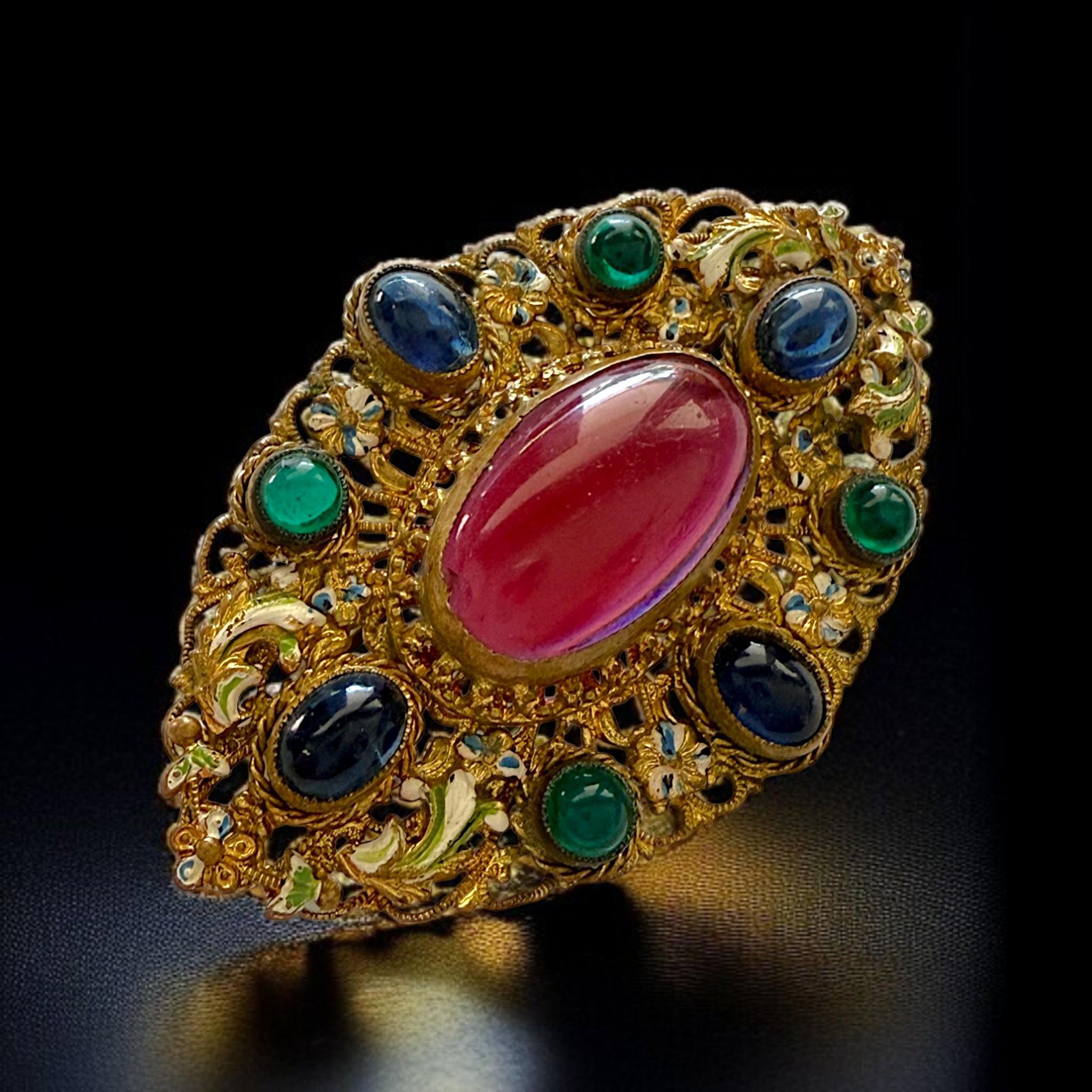 Vintage Czechoslovakia Tchéco Slovaquie Gilt Silver Filigree