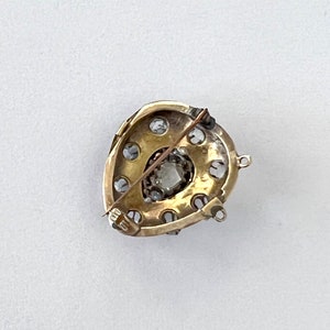 Rare DIAMONDS Antique 1850's Victorian 10k Gold and Enamel with ROSE CUT Diamonds..... Brooch Pendant Combo image 5