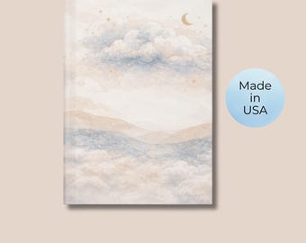 Diario de tapa dura On Cloud Nine, cuaderno de escritura, fanático de la luna, amante de los libros, lector de fantasía, diario, diario de escritura, seguimiento de libros diarios