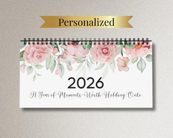 Calendario de escritorio personalizado 2026, calendario de escritorio personalizado con afirmaciones positivas florales, calendario de oficina minimalista, regalo conmemorativo personalizado.