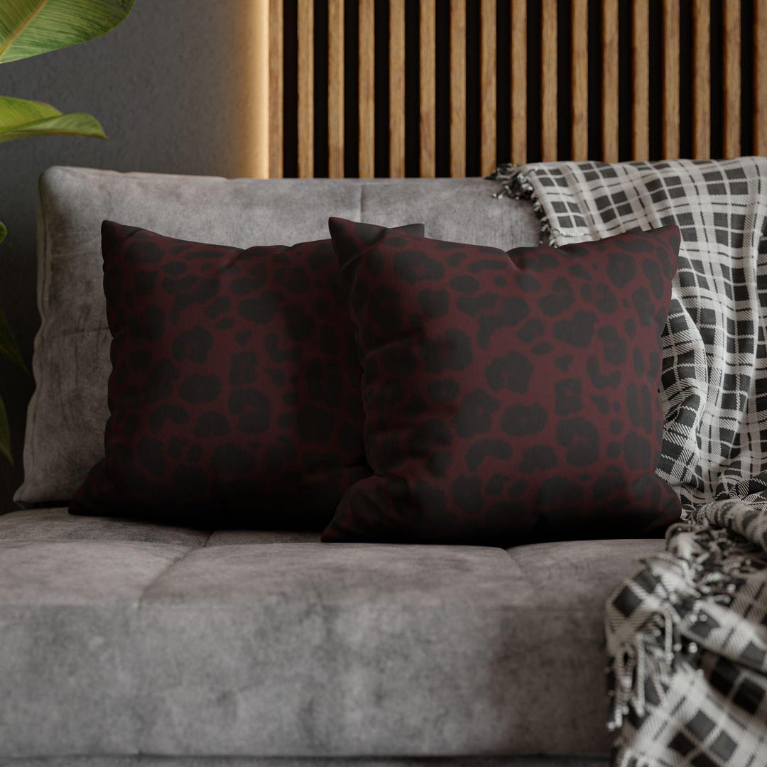 Deep Red Leopard Deep Red Leopard Print Faux Suede Pillow Cover - Etsy