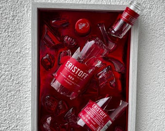 broken bottle art - eristoff - bar bottle glass art - bar decoration - bardecor - kitchendecor - interior design - design for home