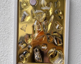 Broken bottle art - Almdudler - gifts - fan gifts - glass art - artworks made of glass - gift ideas - personalized wedding gift