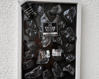 Broken bottle art - Three Sixty Vodka - Handmade picture frames - Frame - Birthday gifts - Gifts - Gift for her - Unique gifts