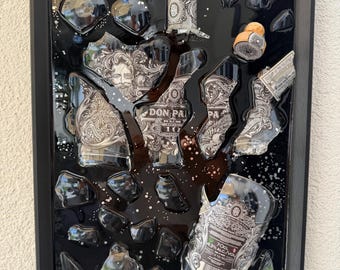 broken bottle art - don papa rum - bottle art from broken glass - broken glass gifts - gifts for rumlovers - gifts - decoration - decor