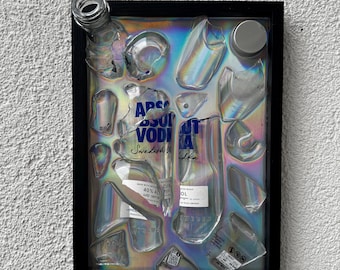 Broken bottle art - Absolut Vodka - Eco art decor - Wall decoration & gift - Wall decorations and gifts - Creative wall piece