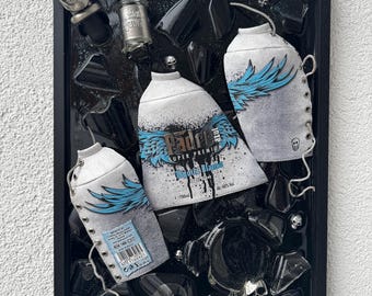 Broken bottle art - Padre Tequila - vintage gift ideas - vintage decoration - abstract broken bottle art - gift ideas - cellar bar