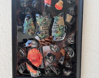 Broken bottle art - Don Papa Rum - Gifts for rum lovers - Birthday gift for rum fans - Broken bottle art gift - Gift ideas for men