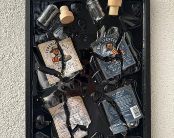 broken bottle art - Bud Spencer - Terence Hill - abstract broken bottle art - gifts - gift for him - art galleries