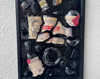 Broken bottle art - Don Papa Rum - bottle art from broken glass - broken glass gifts - gifts for rum lovers - gifts - Christmas gift